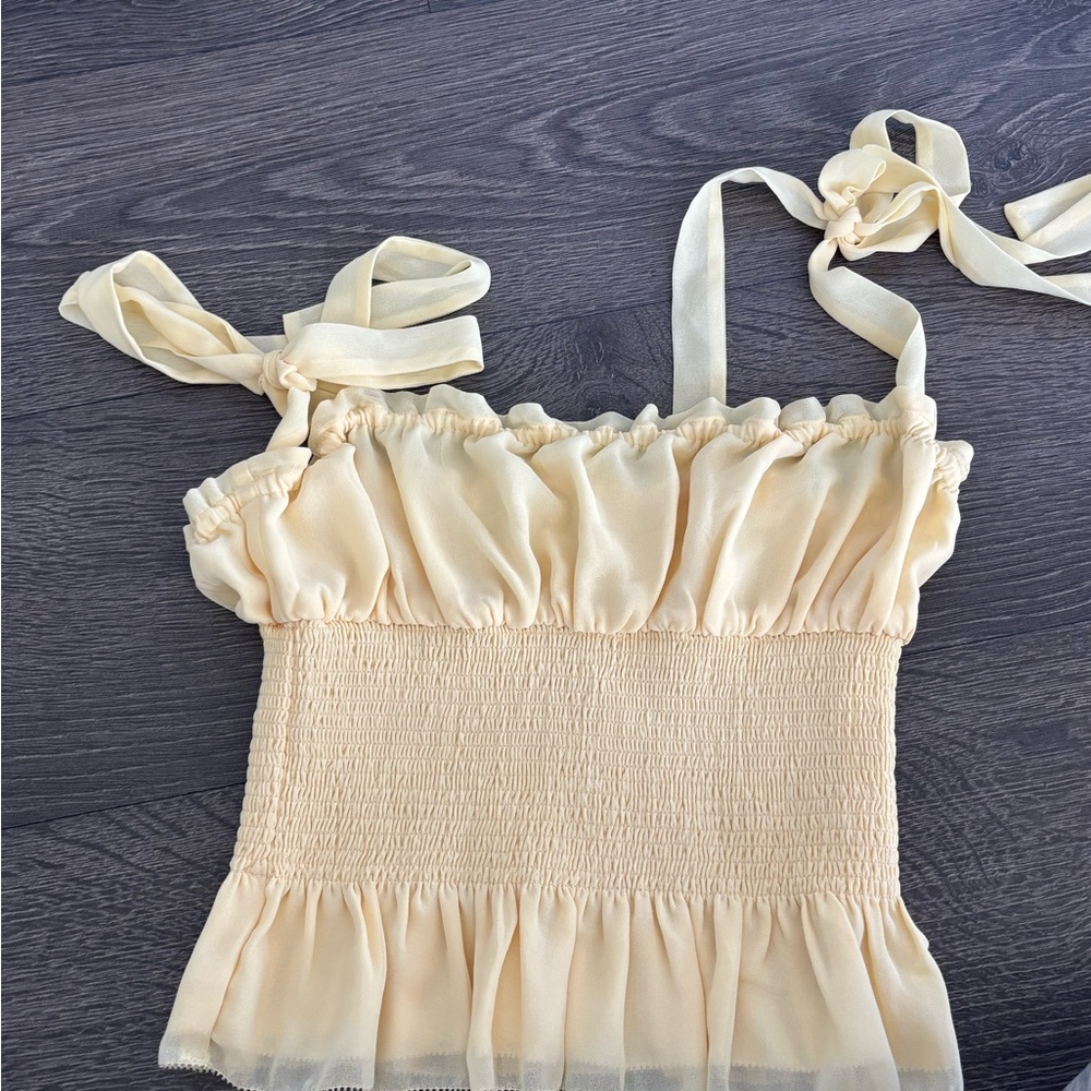 Cream Smocked Women's Top